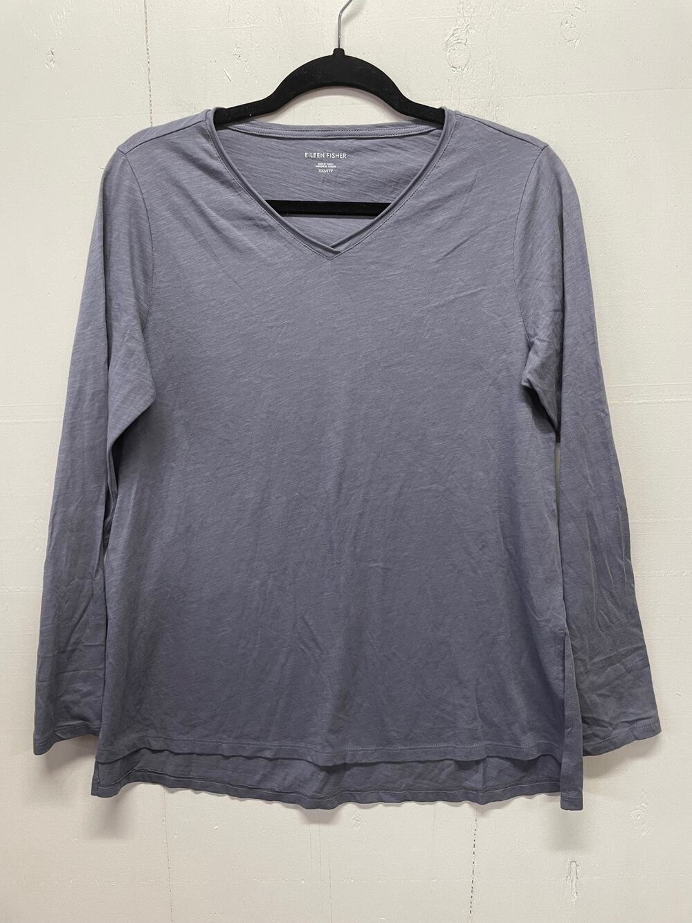 Eileen Fisher Women's Long Sleeve Lightweight Top Size XXS V Neck Blue/Gray
